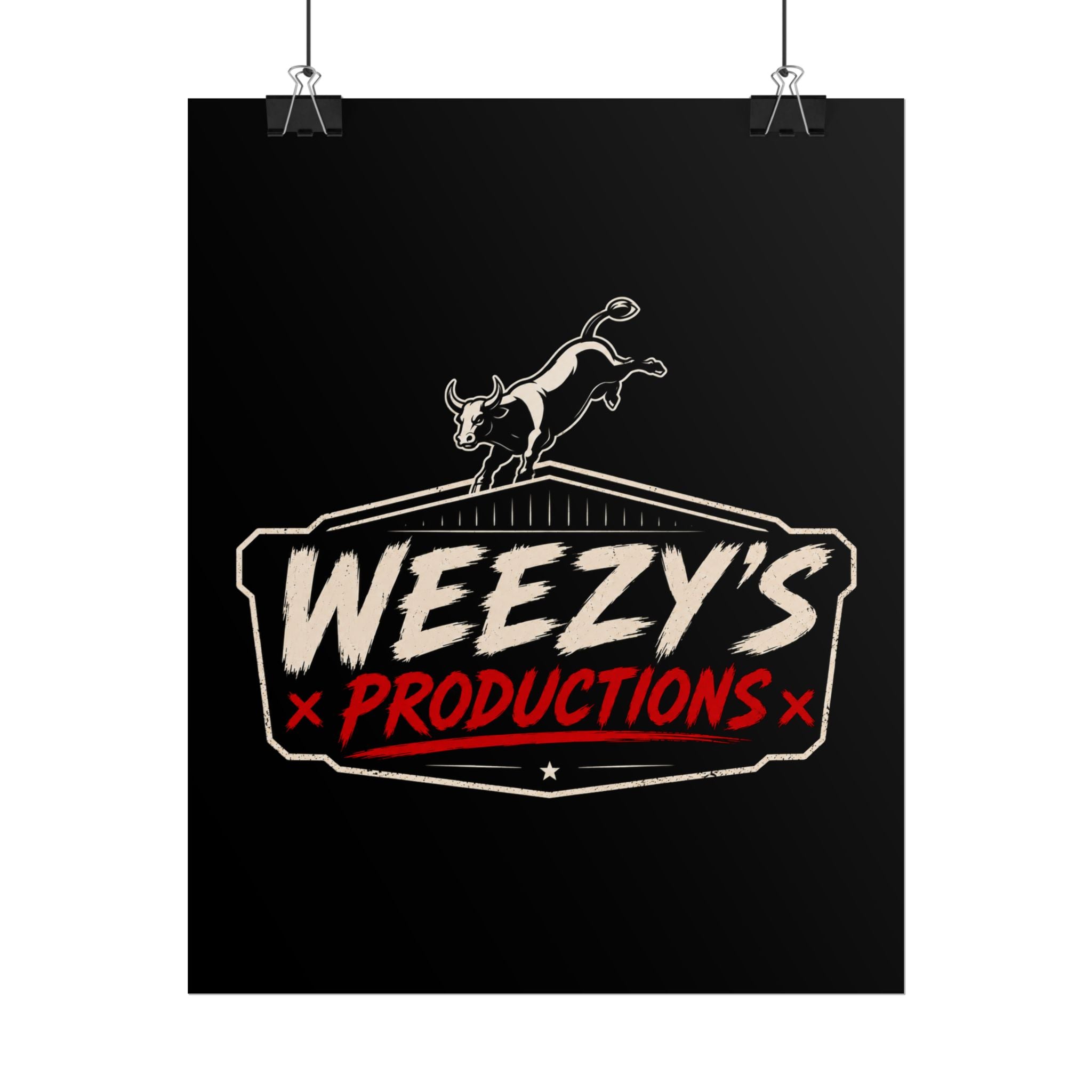 Weezy's Productions Poster — Bull Logo Rolled Wall Art